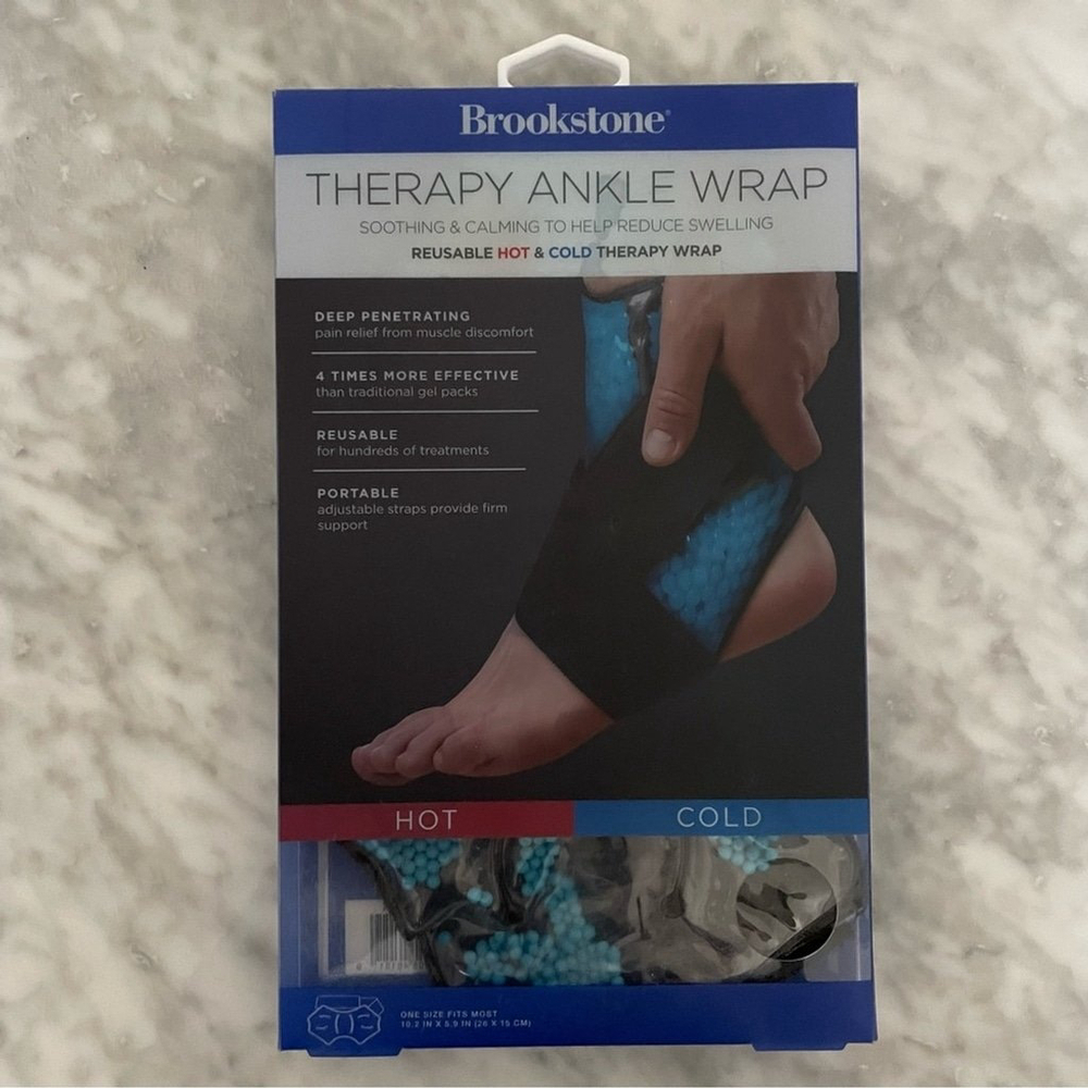 Brookstone Therapy Ankle Wrap • Hot & Cold • Reusable & Portable Gel Beads NEW - Picture 2 of 4